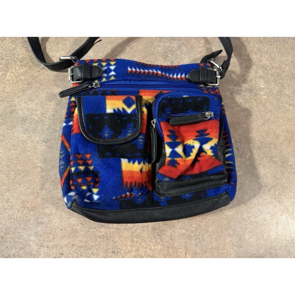 Southwest Aztec Saddle Blanket Style Purse Blue Orange Black Shoulder Bag - Picture 7 of 7